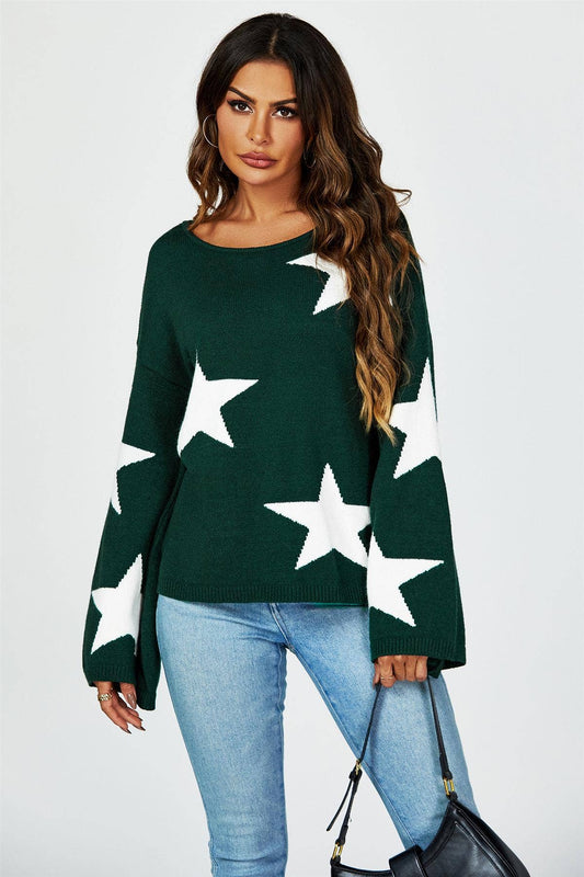 Wide Sleeve Oversize Jumper With White Star