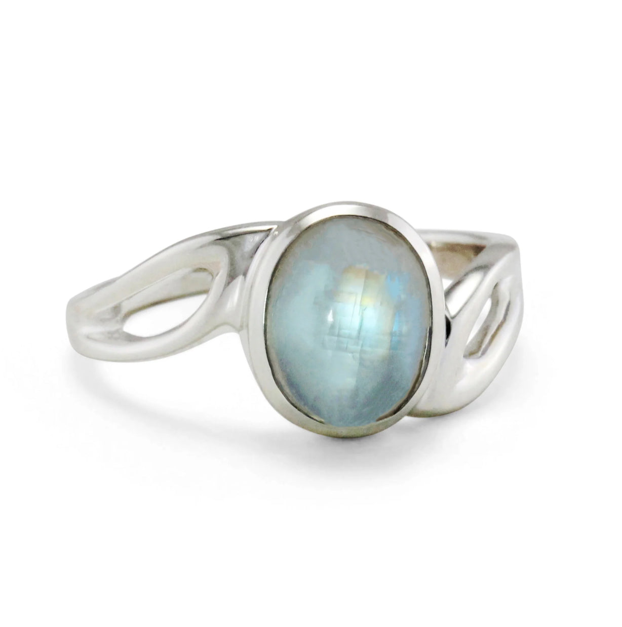 Sterling Silver Moonstone Wave Ring