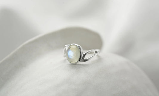 Sterling Silver Moonstone Wave Ring