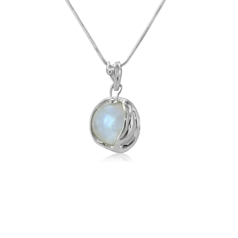 Fiery Moonstone Silver Pendant