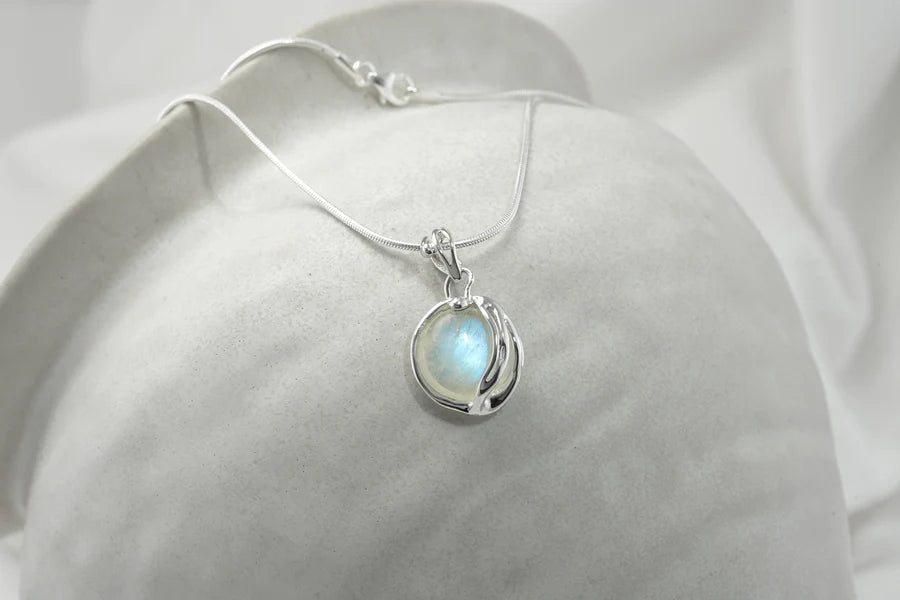 Fiery Moonstone Silver Pendant