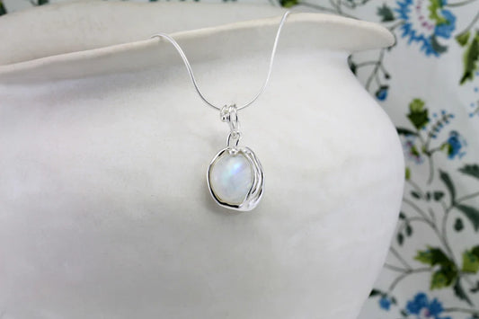 Fiery Moonstone Silver Pendant